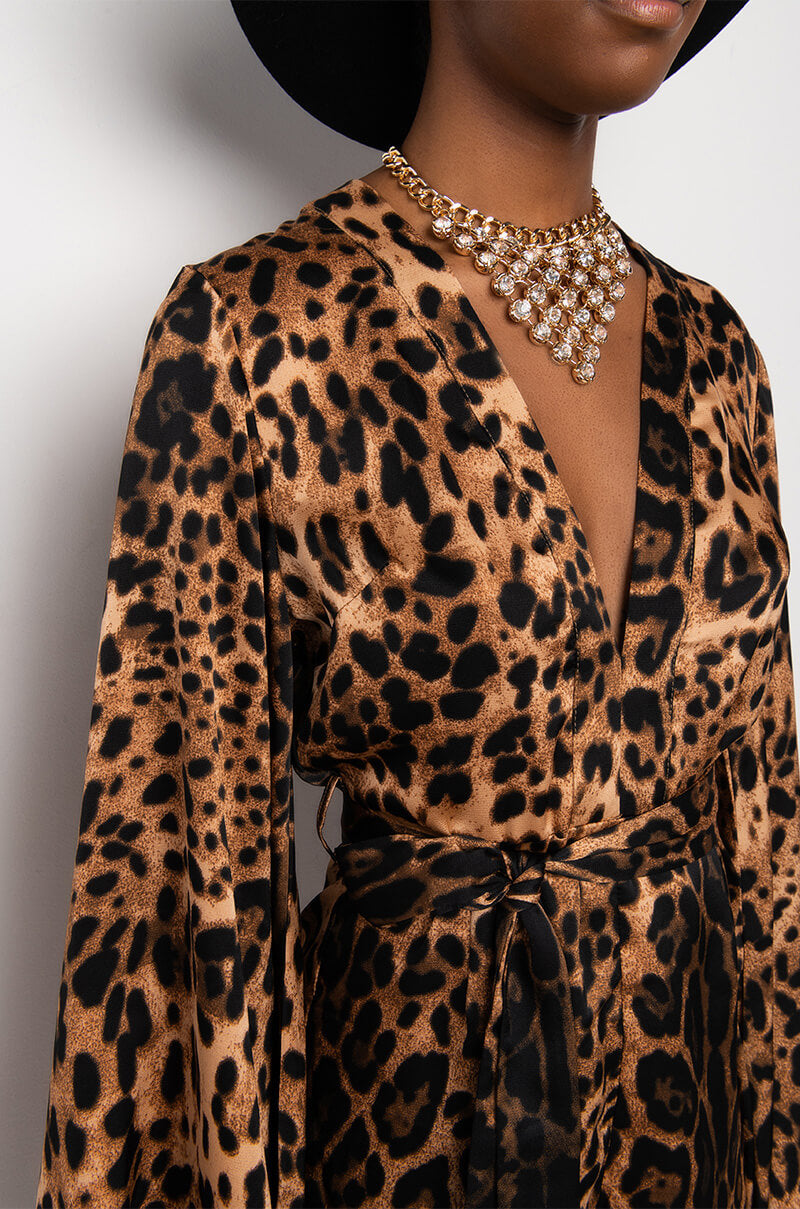 BAD LIL BABY BELL SLEEVES LEOPARD ROMPER