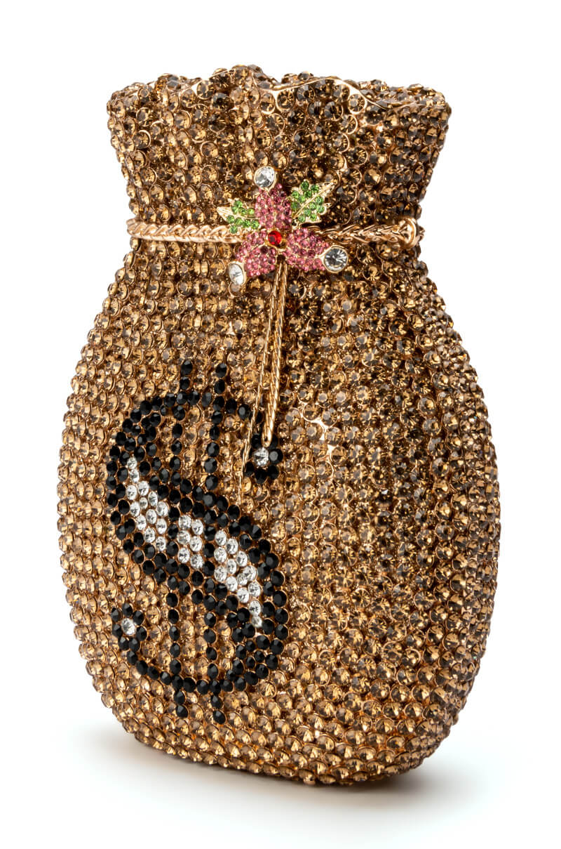 BAGS OF MONEY BLINGED CLUTCH