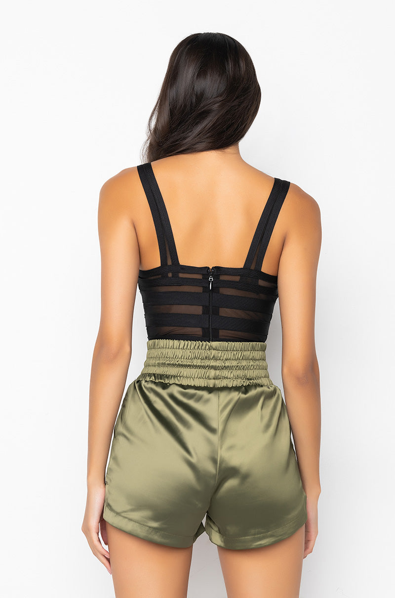 BANDAGE SLEEVELESS BODYSUIT BLACK