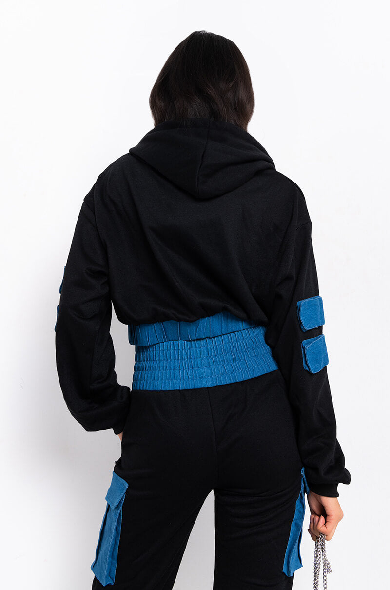BEATRIX DENIM DETAIL SWEATSHIRT