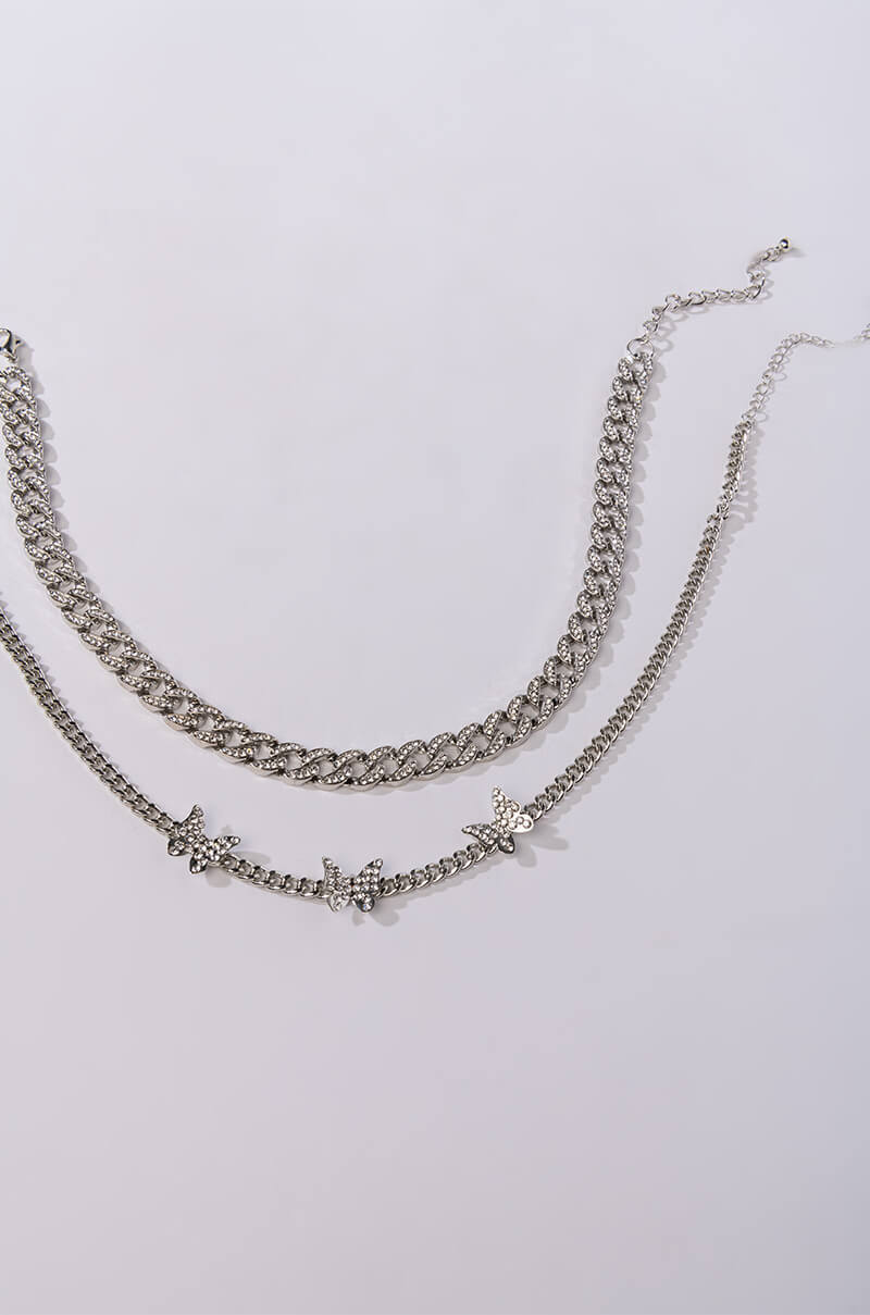 BEAUTIFUL WINGS SILVER CHOKER NECKLACE SET