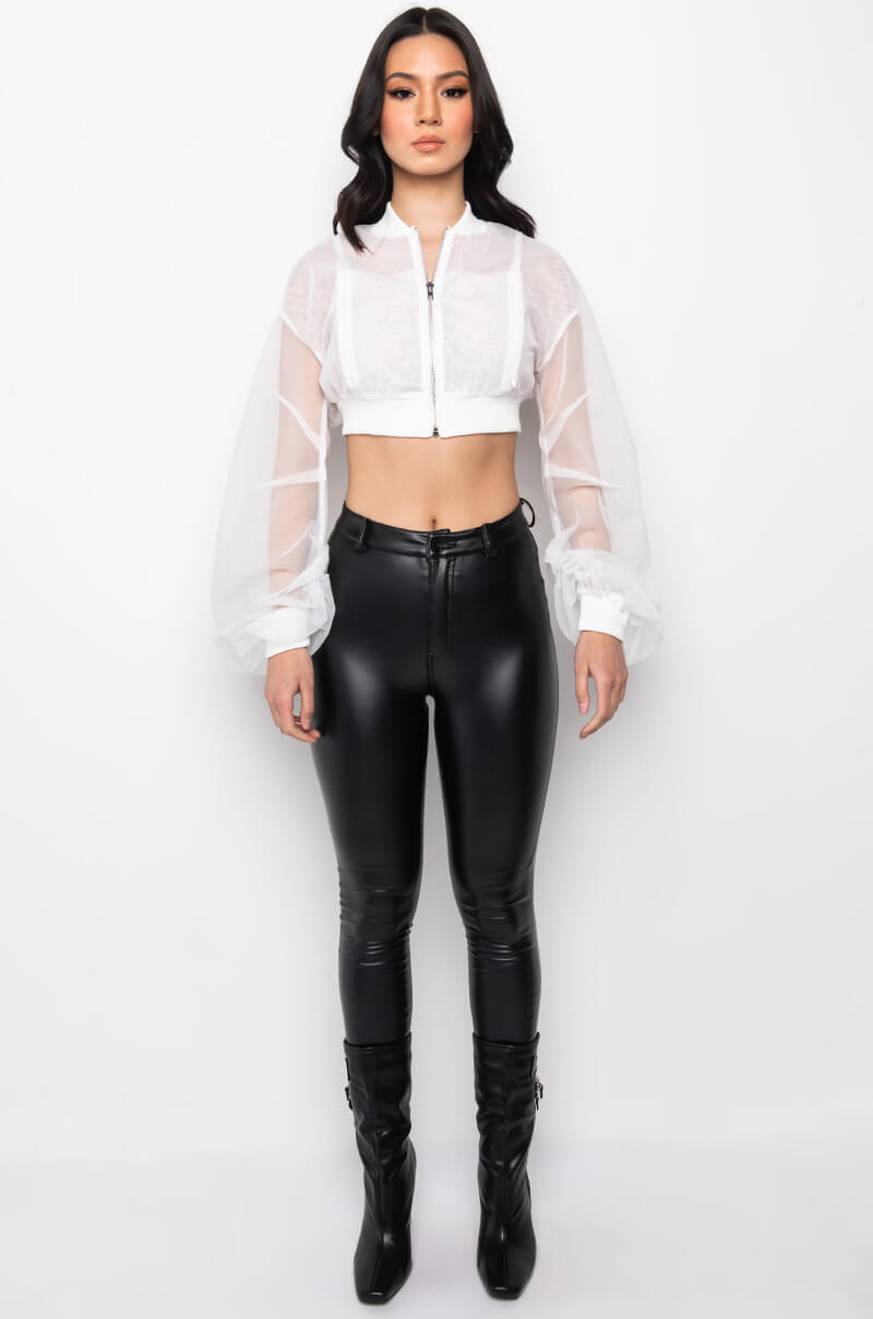 BELLA LUNA SHEER STACKED ARM BOMBER
