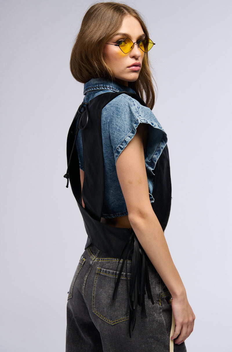 BELLA PU FRINGE HARNESS