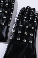 BIKER CHICK RHINESTONE PU GLOVE