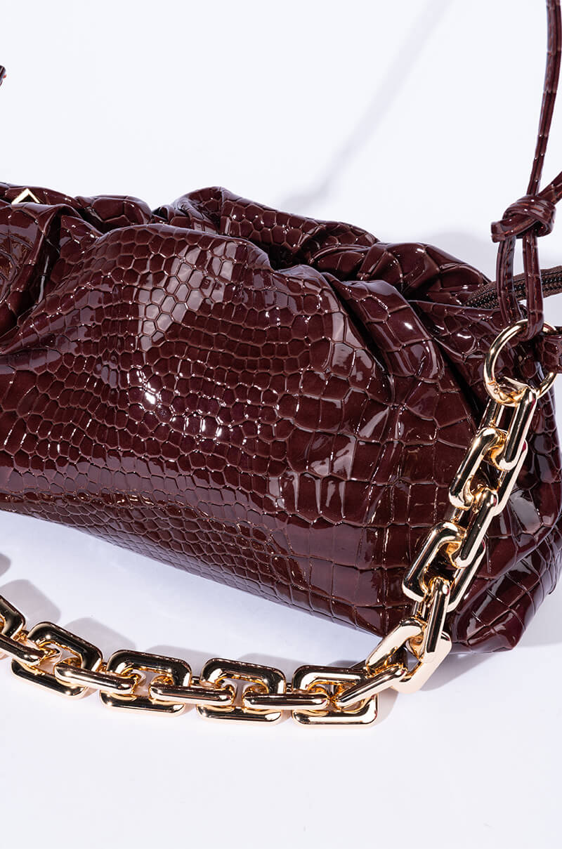 BINDI CROC BROWN BAGUETTE BAG