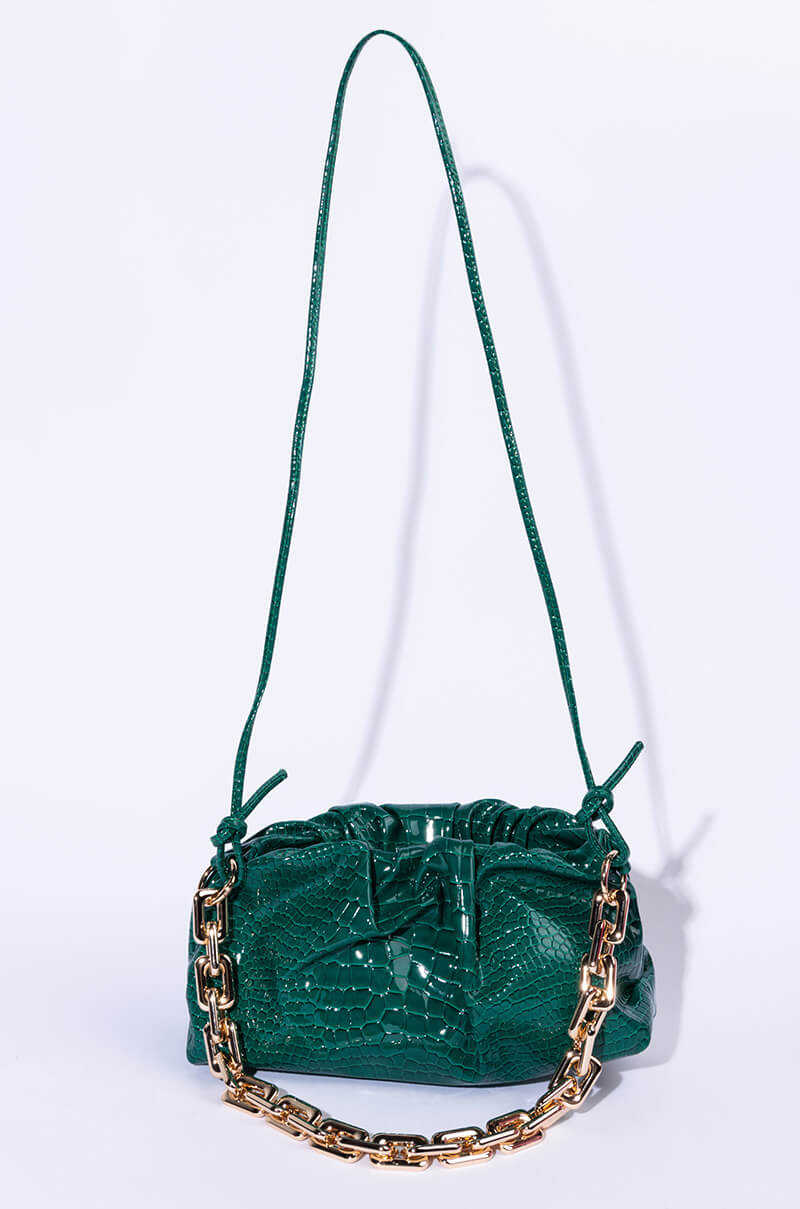 BINDI CROC GREEN BAGUETTE BAG
