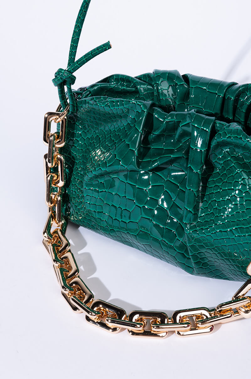 BINDI CROC GREEN BAGUETTE BAG