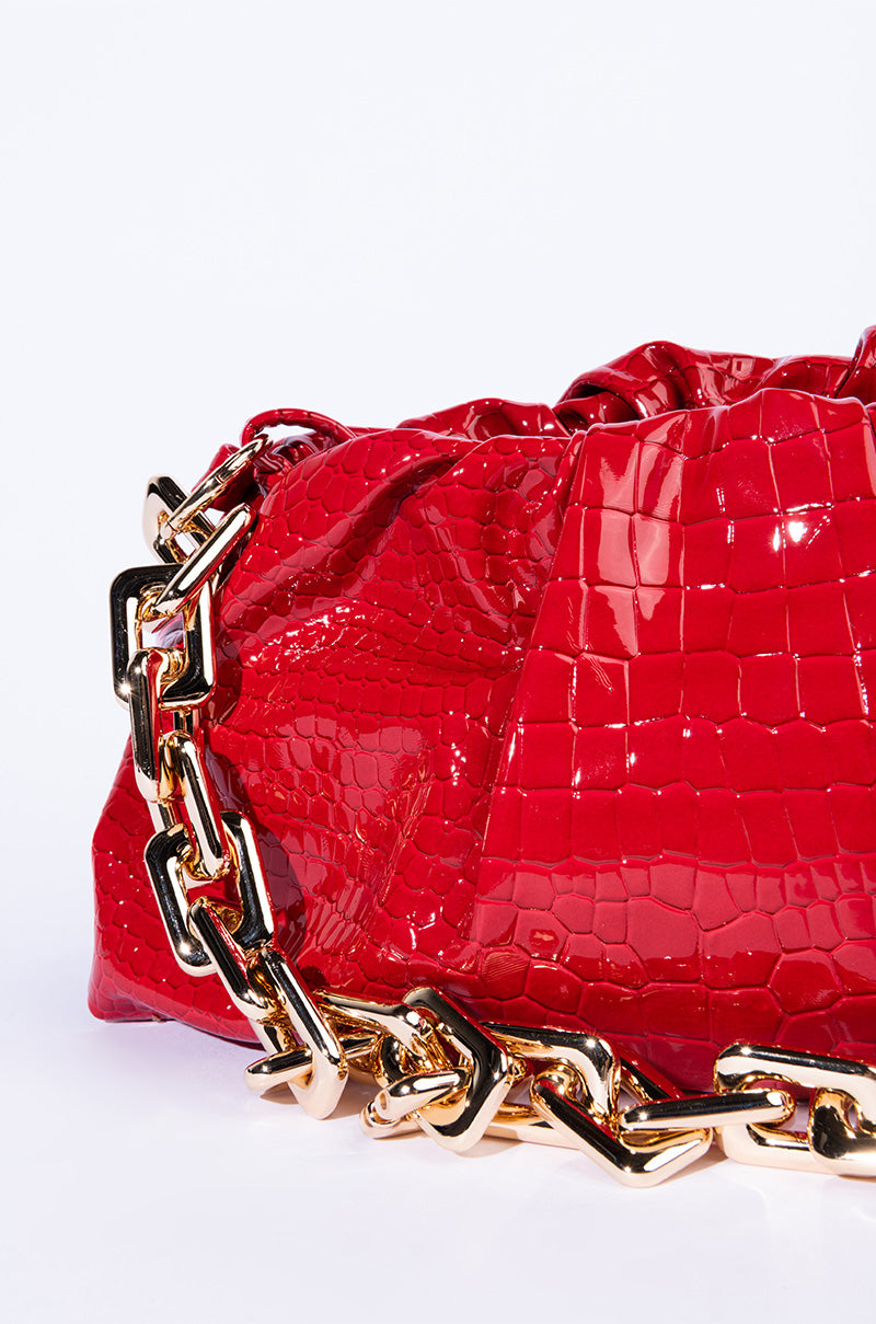 BINDI CROC RED BAGUETTE BAG