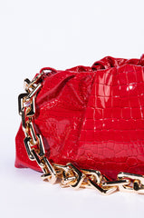BINDI CROC RED BAGUETTE BAG