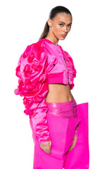 BIRTHDAY HUNNY PUFF SHOULDER BOMBER JACKET