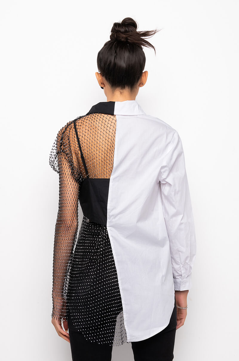BITE ME HALF RHINESTONE TOP