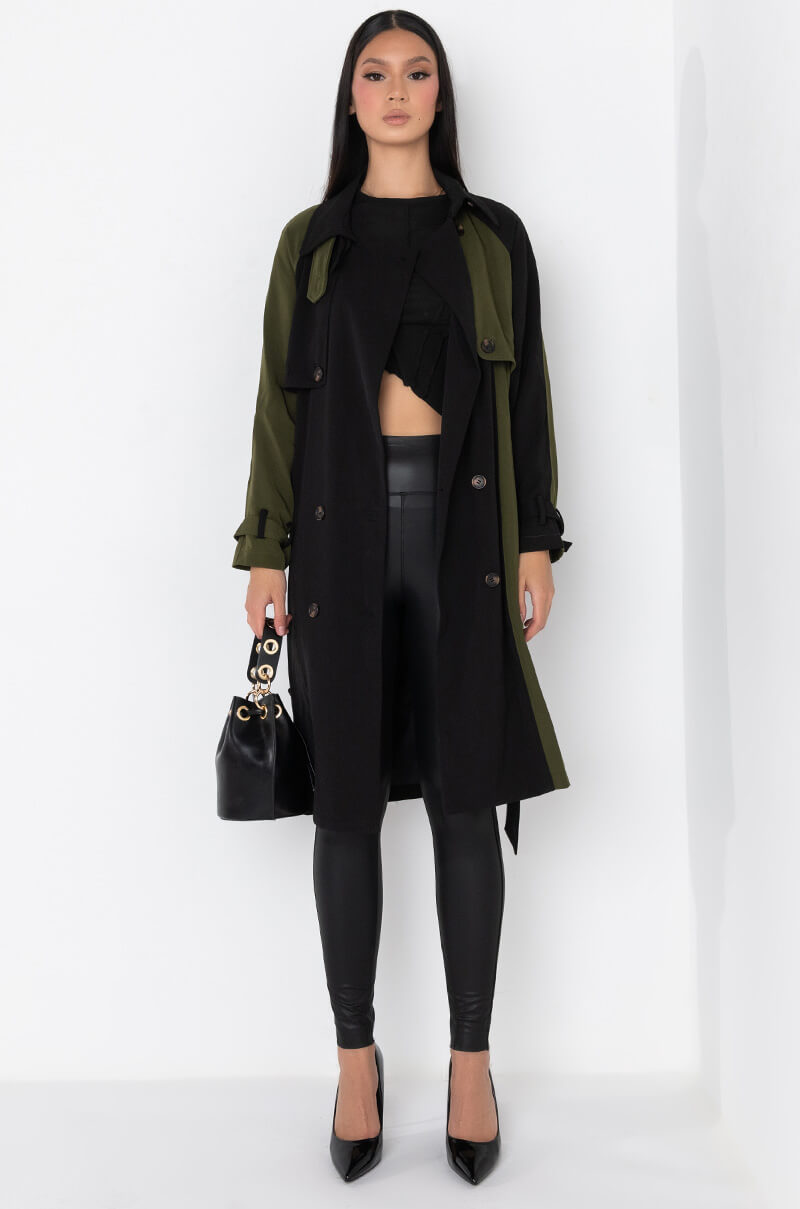 BLEEKER STREET TWO TONE TRENCH COAT