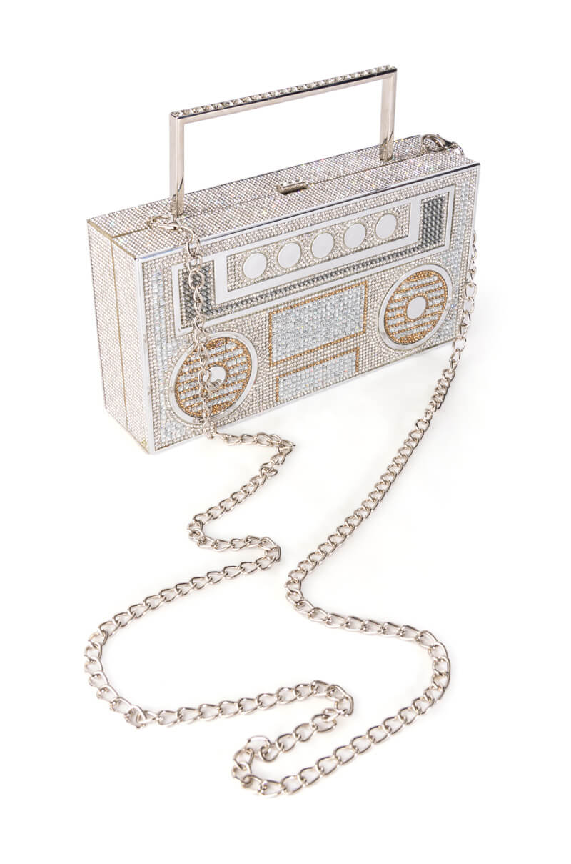 BOOM BOX EMBELLISHED NOVELTY BAG