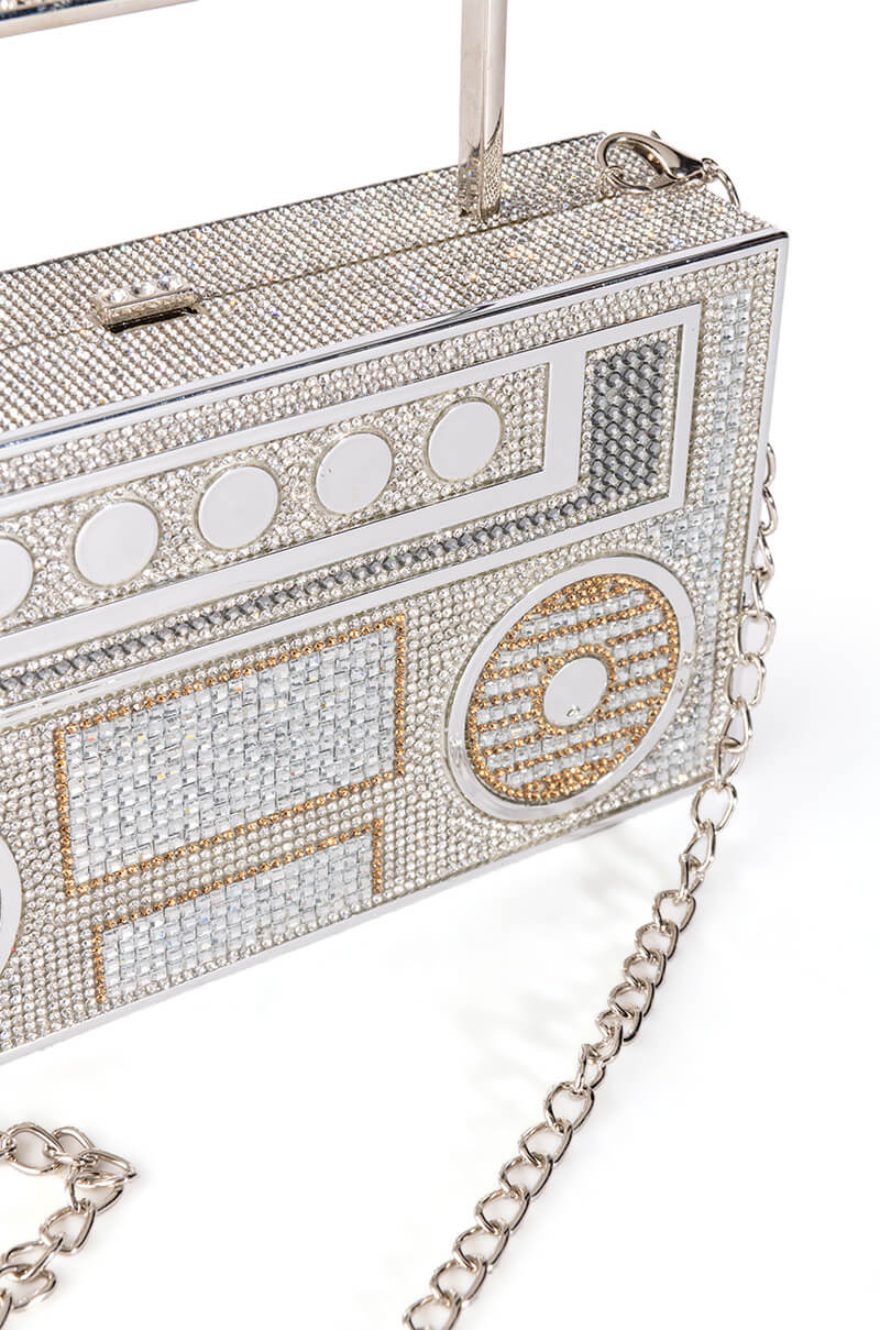 BOOM BOX EMBELLISHED NOVELTY BAG