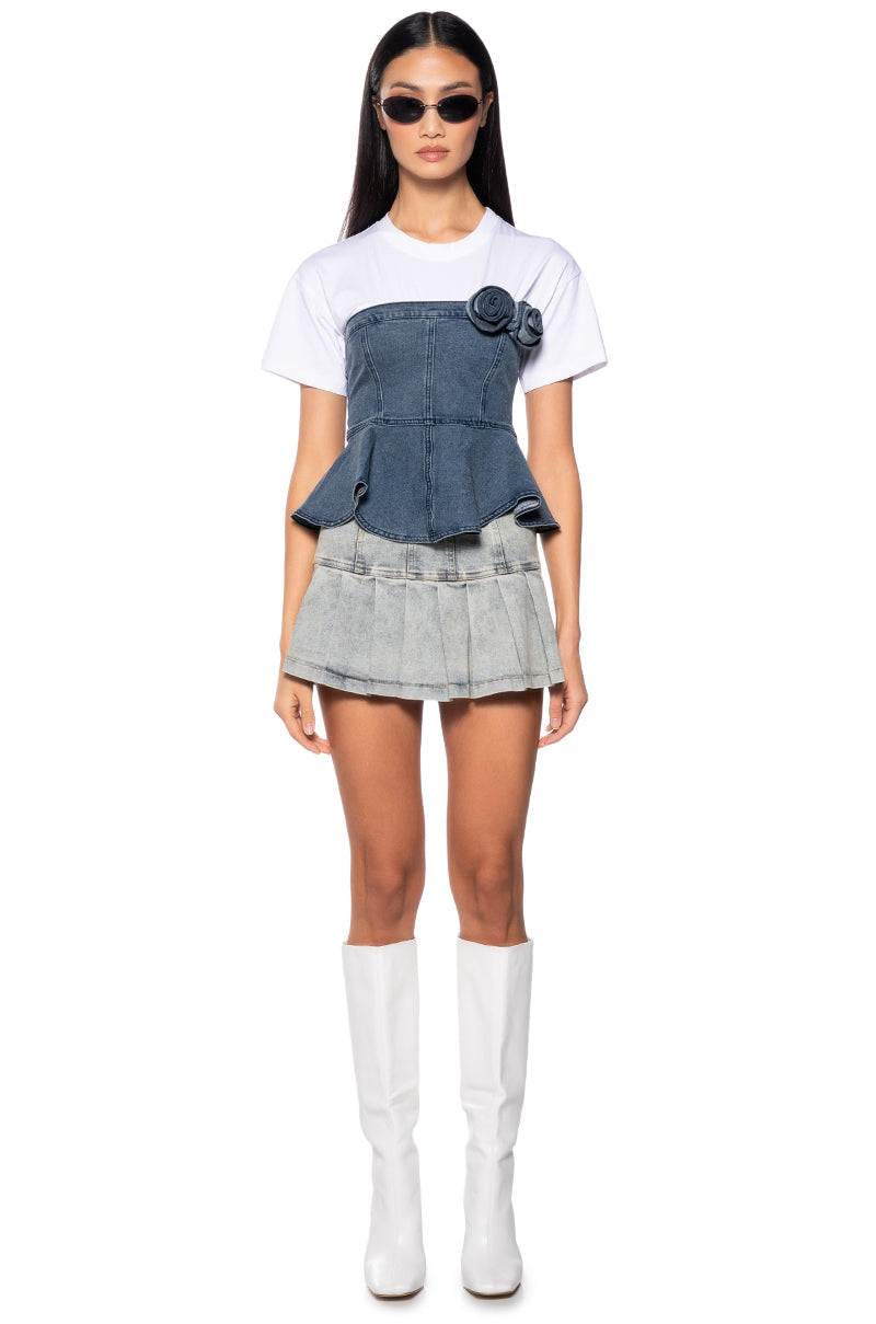 BREATHE ME IN DENIM CORSET TSHIRT