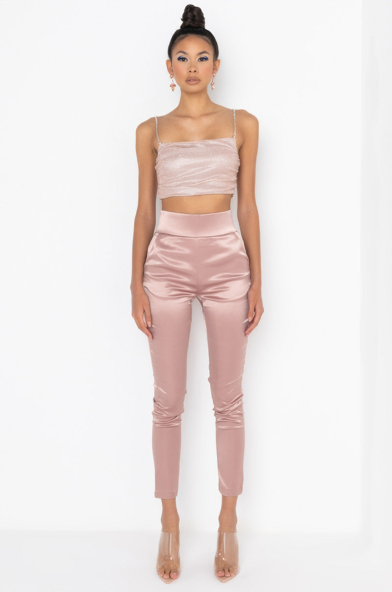 CALL ME BABY SATIN TROUSER LIGHT BROWN