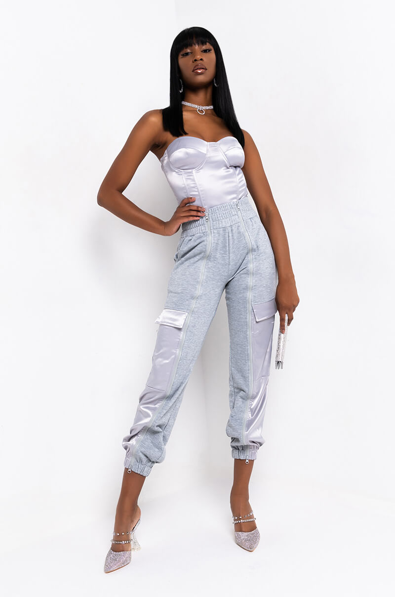 CALL ME LATER SATIN CORSET SILVER