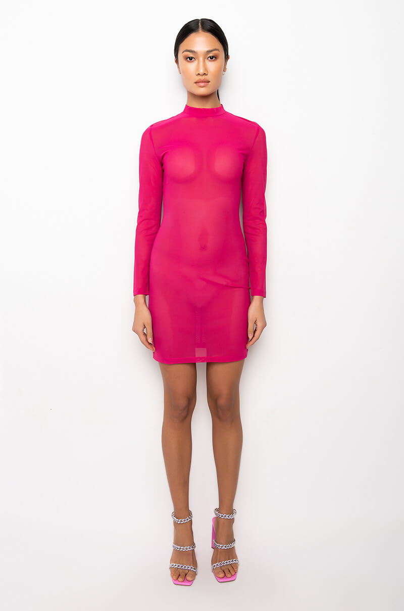 CAN'T MOVE ON MINI MESH DRESS PINK