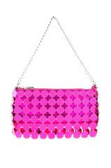 CARMELINA METALLIC SEQUIN BAG IN FUCHSIA