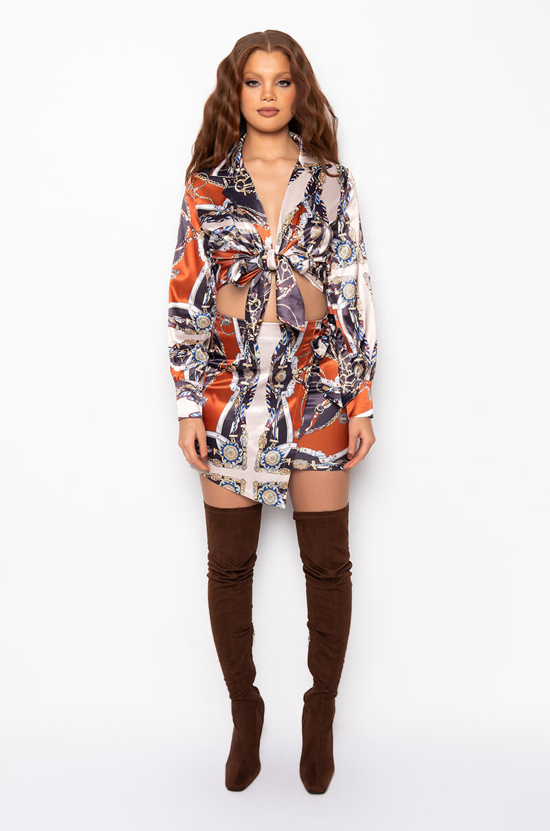 CATCH YOU ON THE FLIP SATIN MINI SKIRT