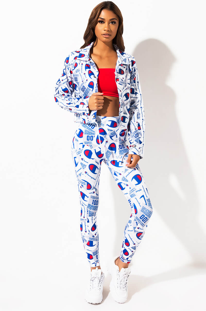 CHAMPION CROPPED COACHES JACKET ALL OVER PRINT
