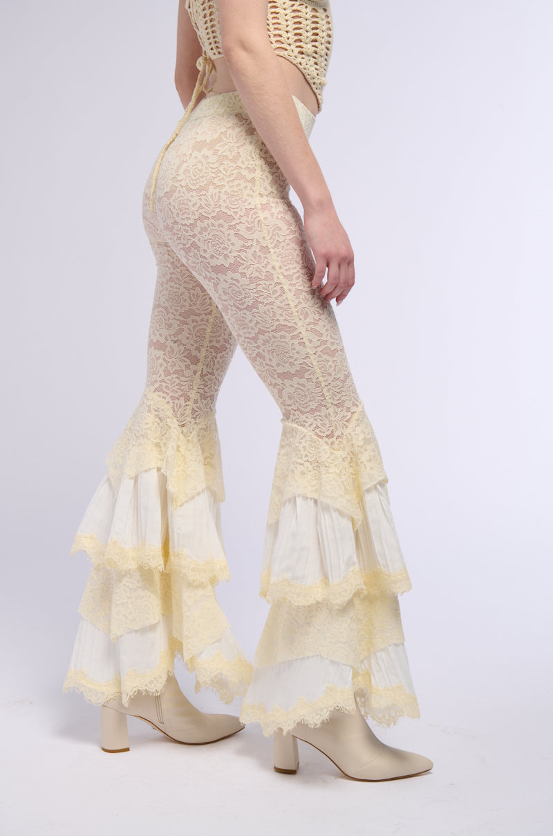 CHELLA LACE RUFFLE PANTS