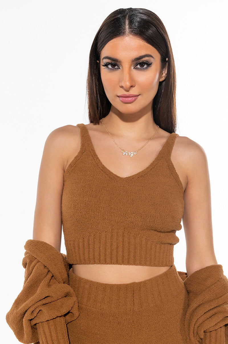 CHILLIN AF COZY TANK CAMEL