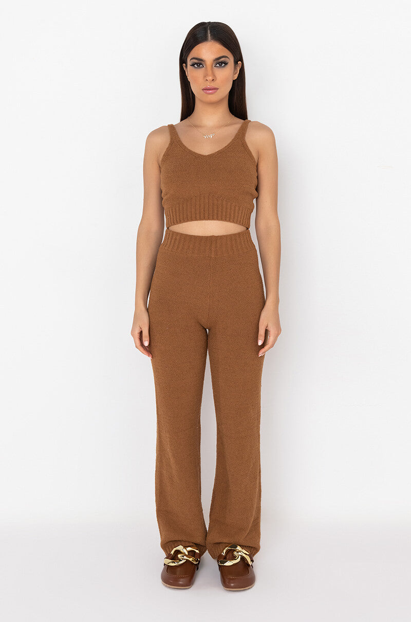 CHILLIN AF COZY WIDE LEG PANT CAMEL