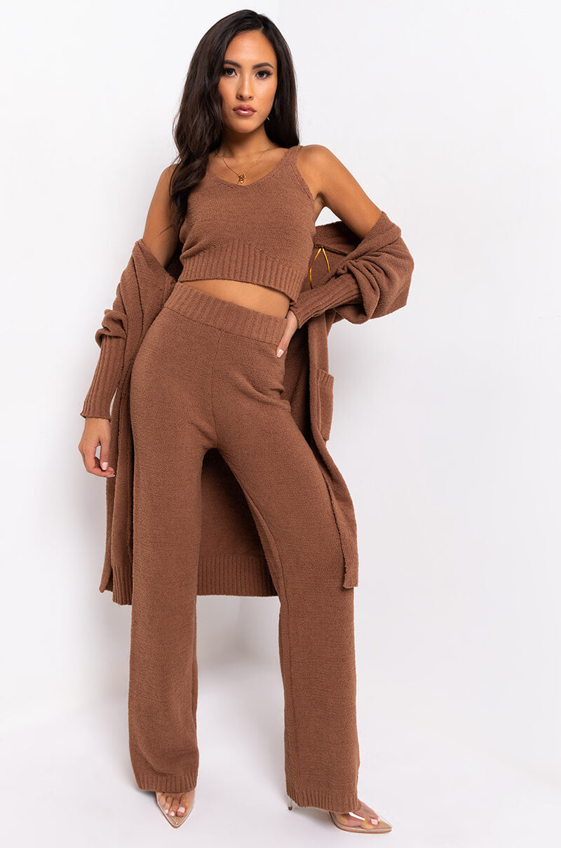 CHILLIN AF COZY WIDE LEG PANT CAMEL