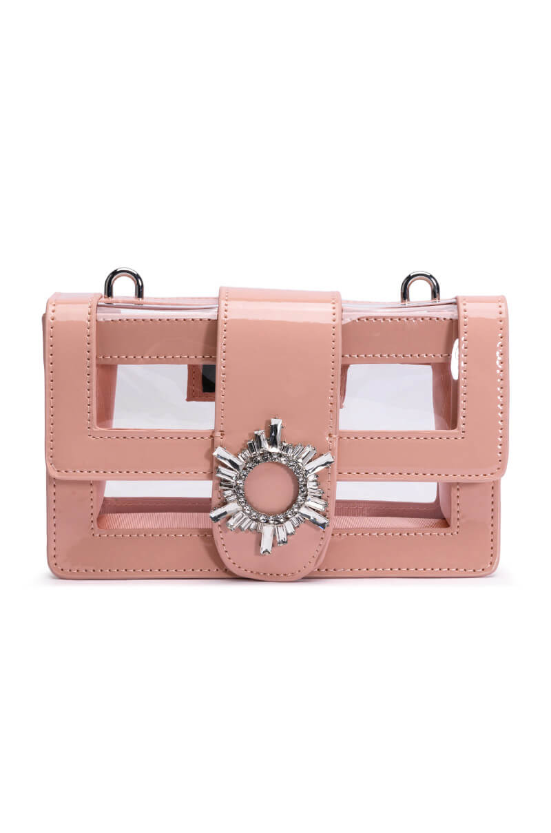 CLEAR NUDE EMBELLISHED PURSE