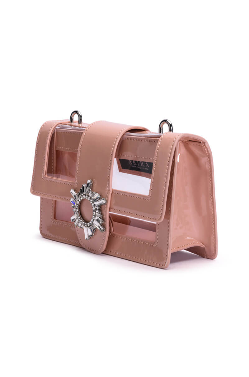 CLEAR NUDE EMBELLISHED PURSE