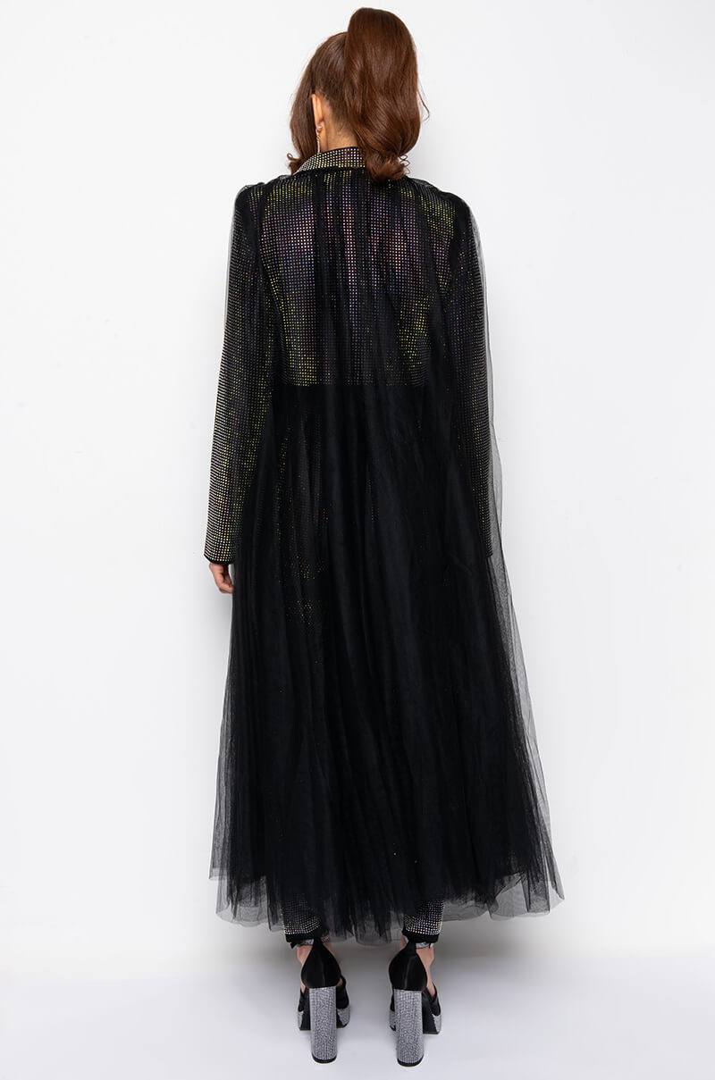 CLUB ANOTHER CLUB RHINESTONE TULLE TRENCH