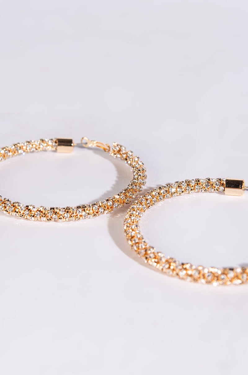 CLUSTERS GOLD 80MM RHINESTONE HOOPS