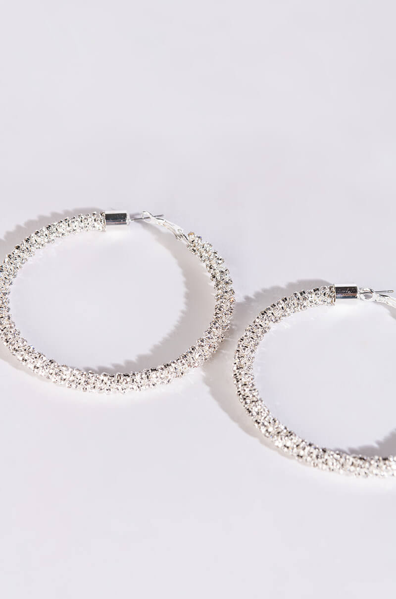 CLUSTERS SILVER 80MM RHINESTONE HOOPS