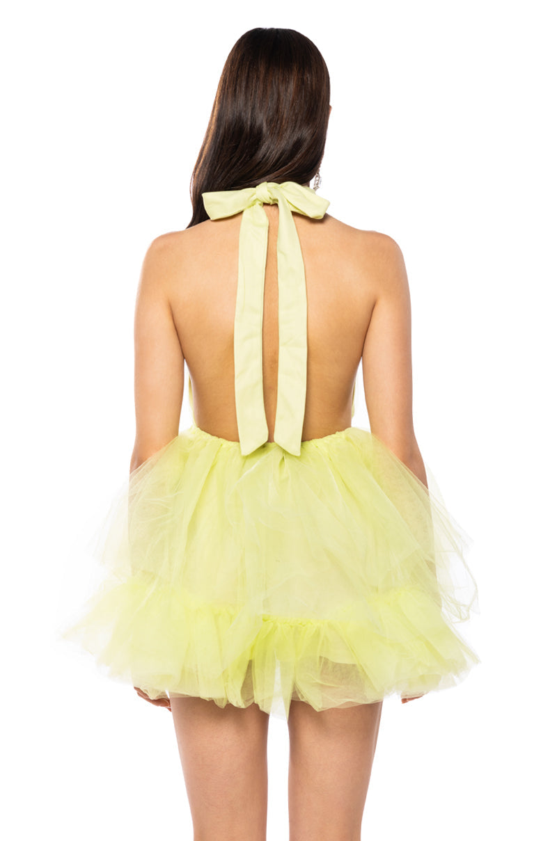 LIKE ITS NOTHING HALTER MINI DRESS