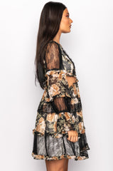DATE NIGHT MINI FLORAL DRESS WITH CUT OUTS