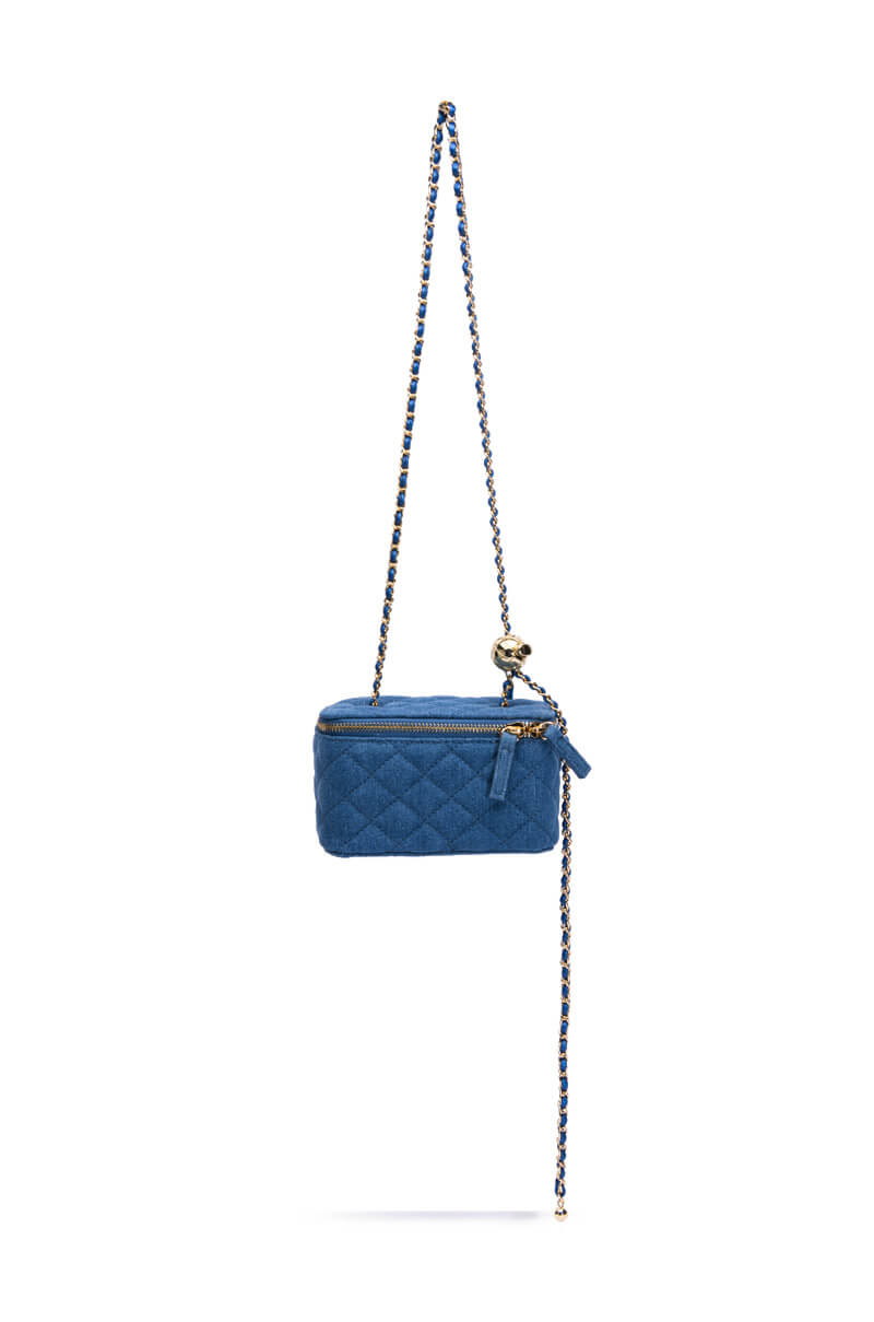 DENIM QUILTED CROSS BODY BAG
