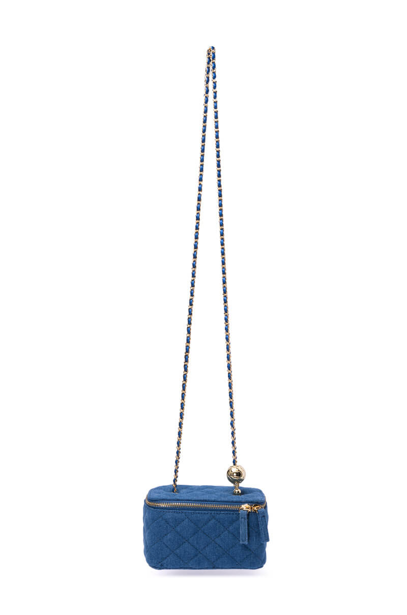 DENIM QUILTED CROSS BODY BAG