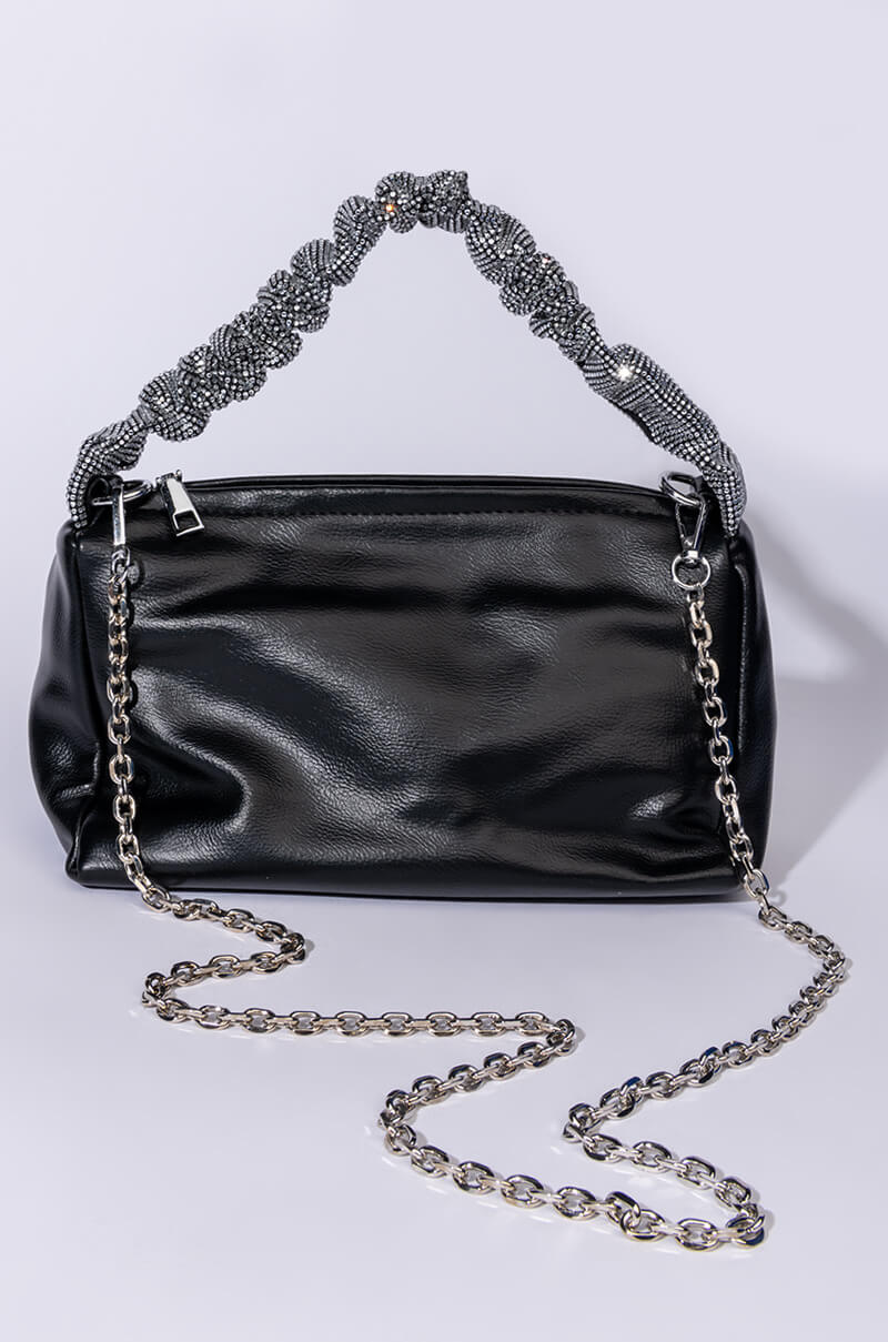 DESTINY RHINESTONE STRAP BLACK PURSE