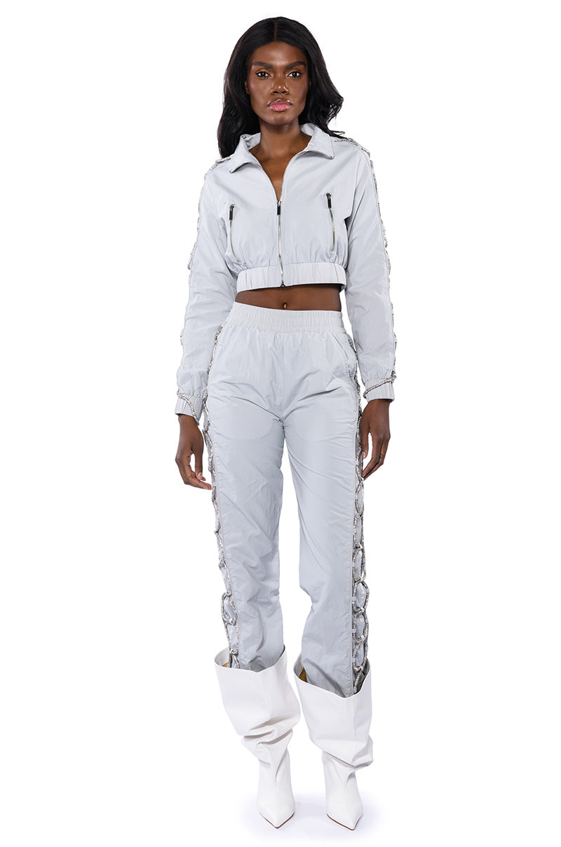 DIAMOND LACE UP TRACK JACKET