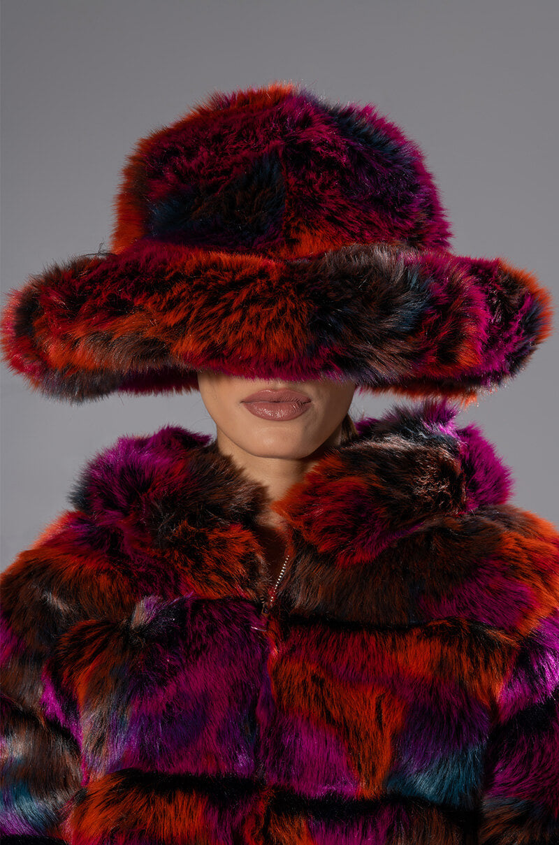 DIVINE FEMININE OVERSIZED FAUX FUR BUCKET HAT