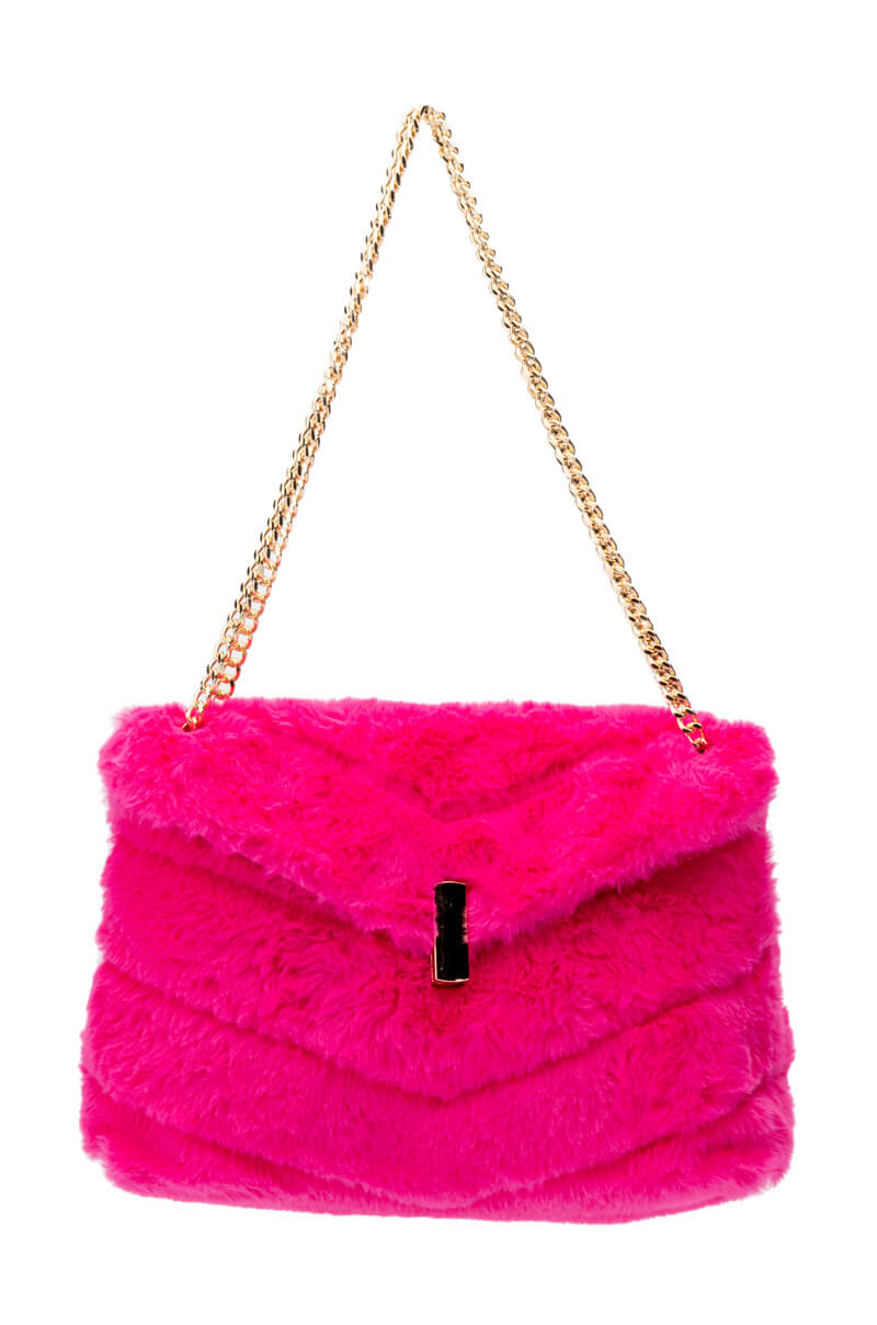 DIVINE FUCHSIA FAUX FUR PURSE