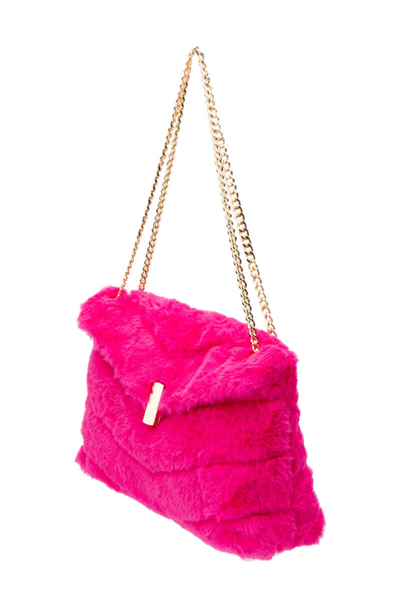 DIVINE FUCHSIA FAUX FUR PURSE