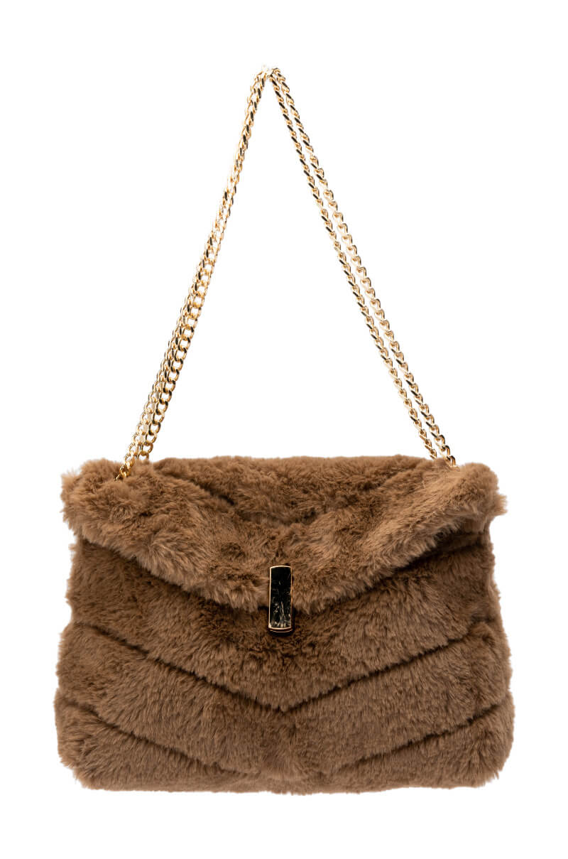 DIVINE TAN FAUX FUR PURSE