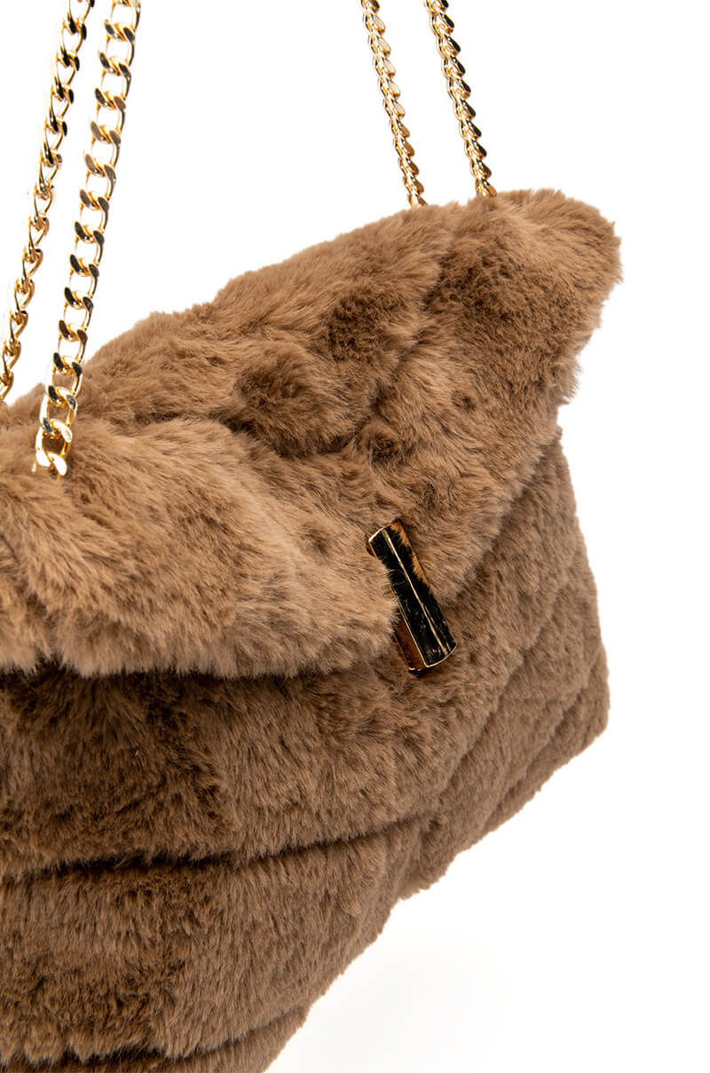 DIVINE TAN FAUX FUR PURSE