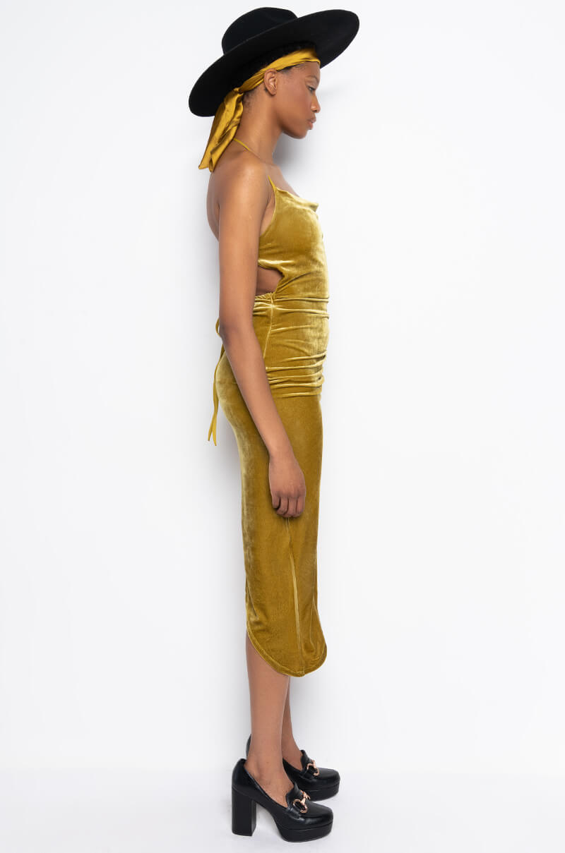 DREAM VELVET HIGH LOW MIDI DRESS