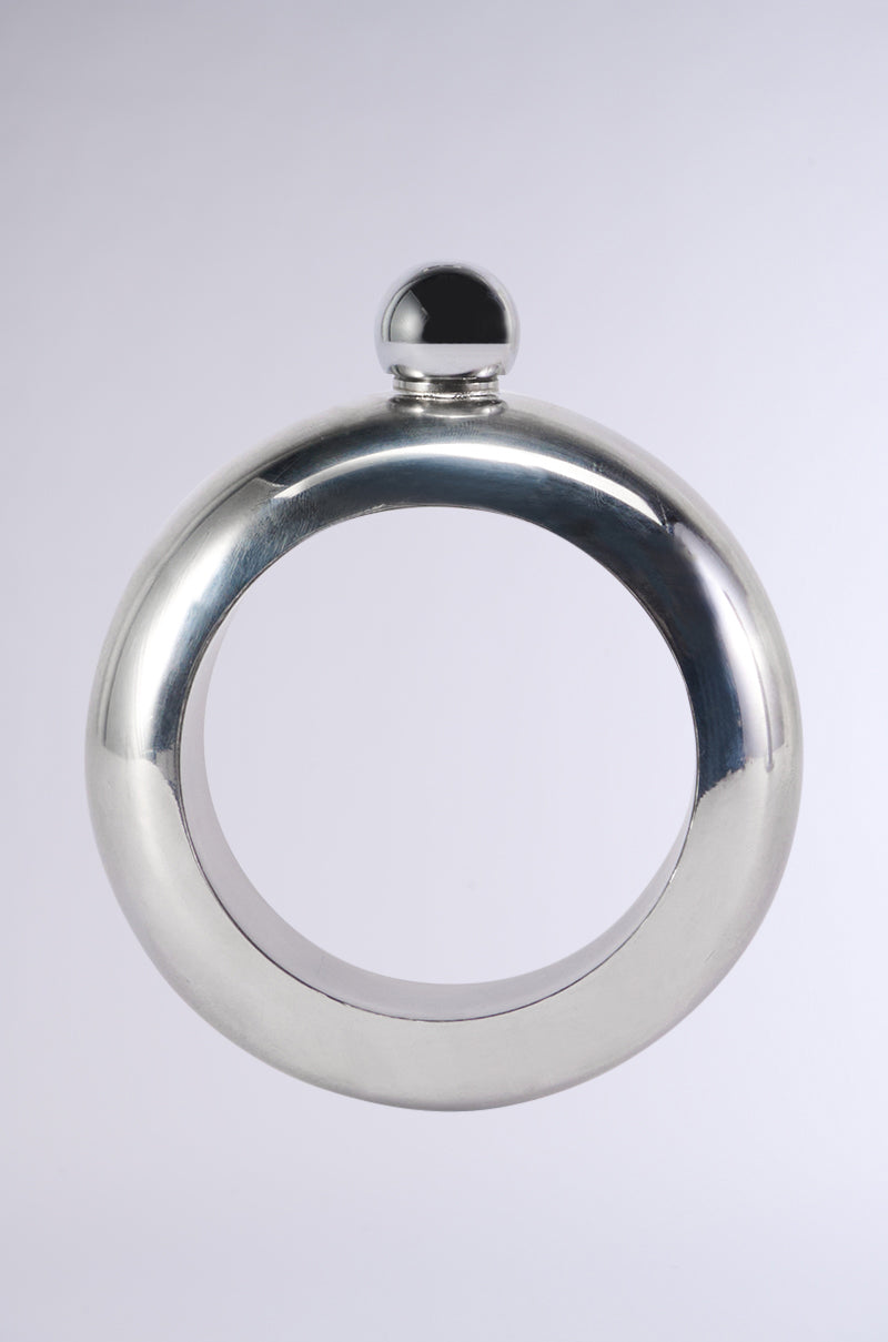 DRINKS ON ME FLASK BRACELET IN SILVER