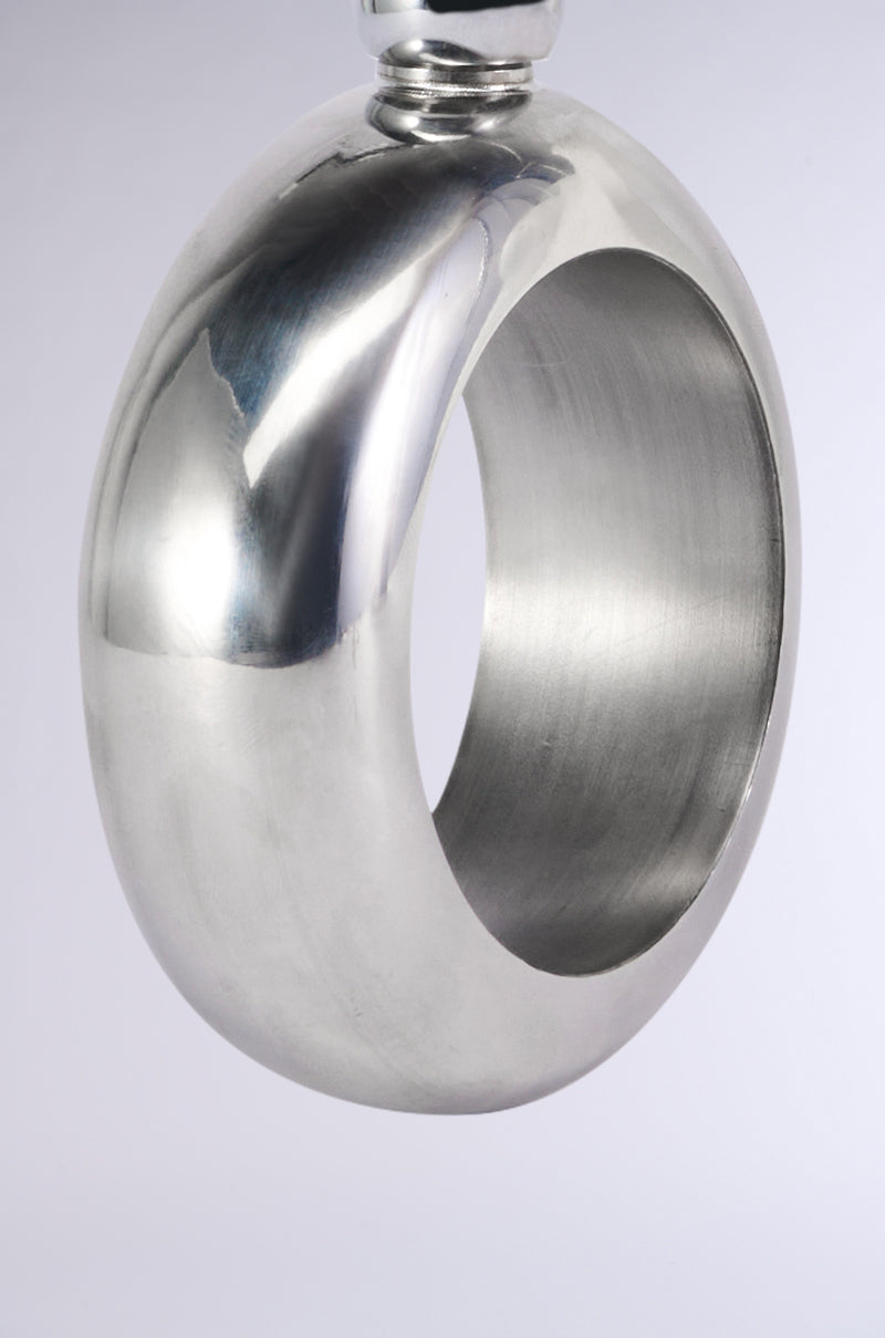 DRINKS ON ME FLASK BRACELET IN SILVER