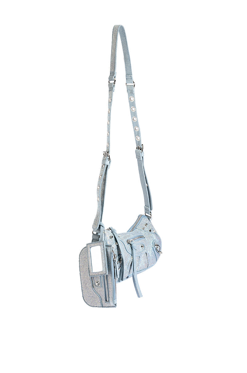 ELEGANT EMBELLISHED BAG IN DENIM