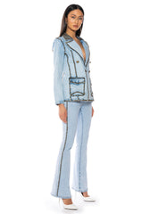 HERE TO STAND OUT EMBELLISHED DENIM BLAZER